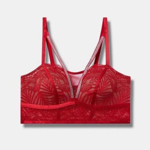 Torrid - Diamante Lace Wireless Bralette in Jester Red​​​​ - Picture 14 of 14